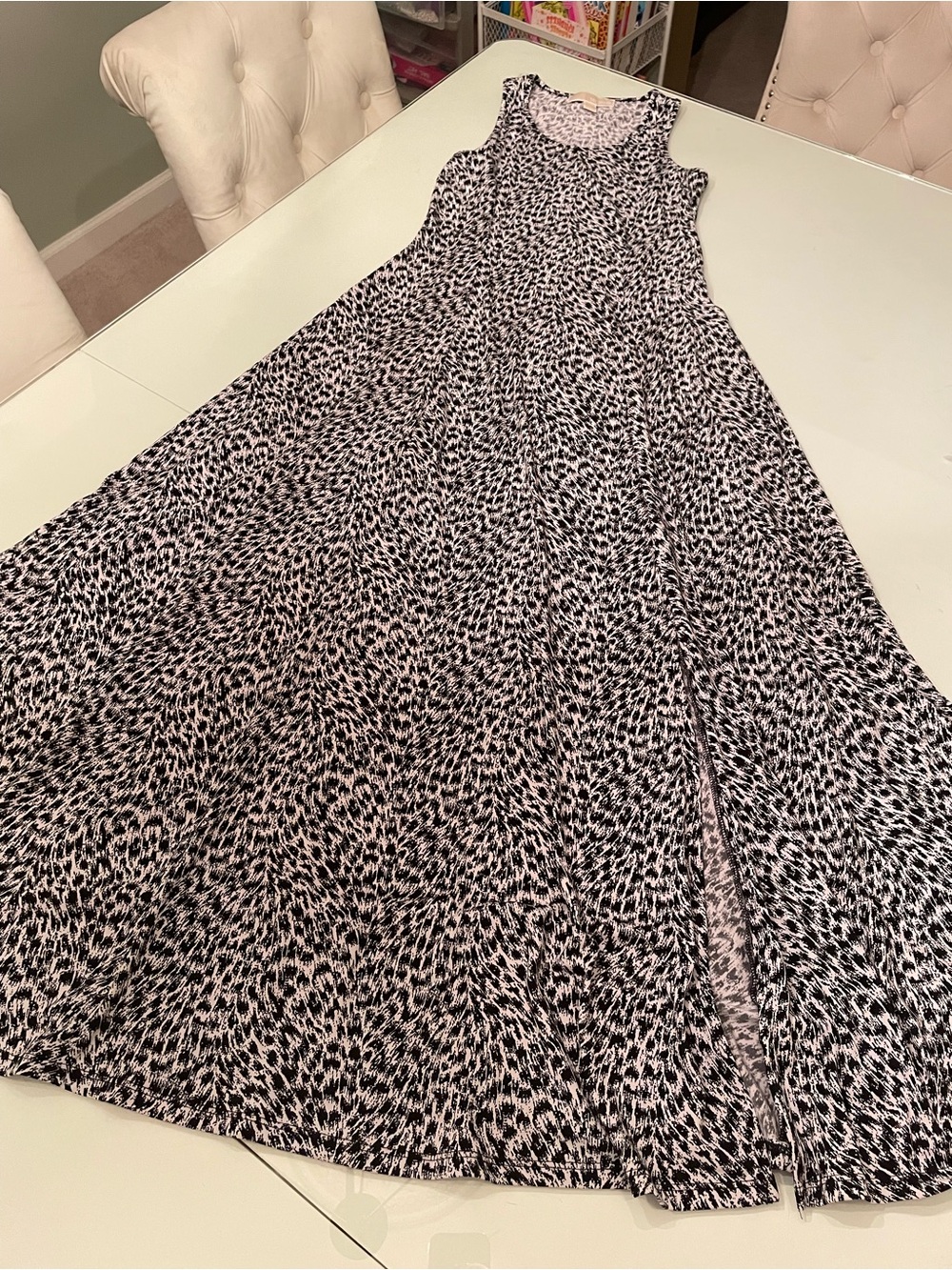Michael Kors Black and White Patterned Maxi Dress